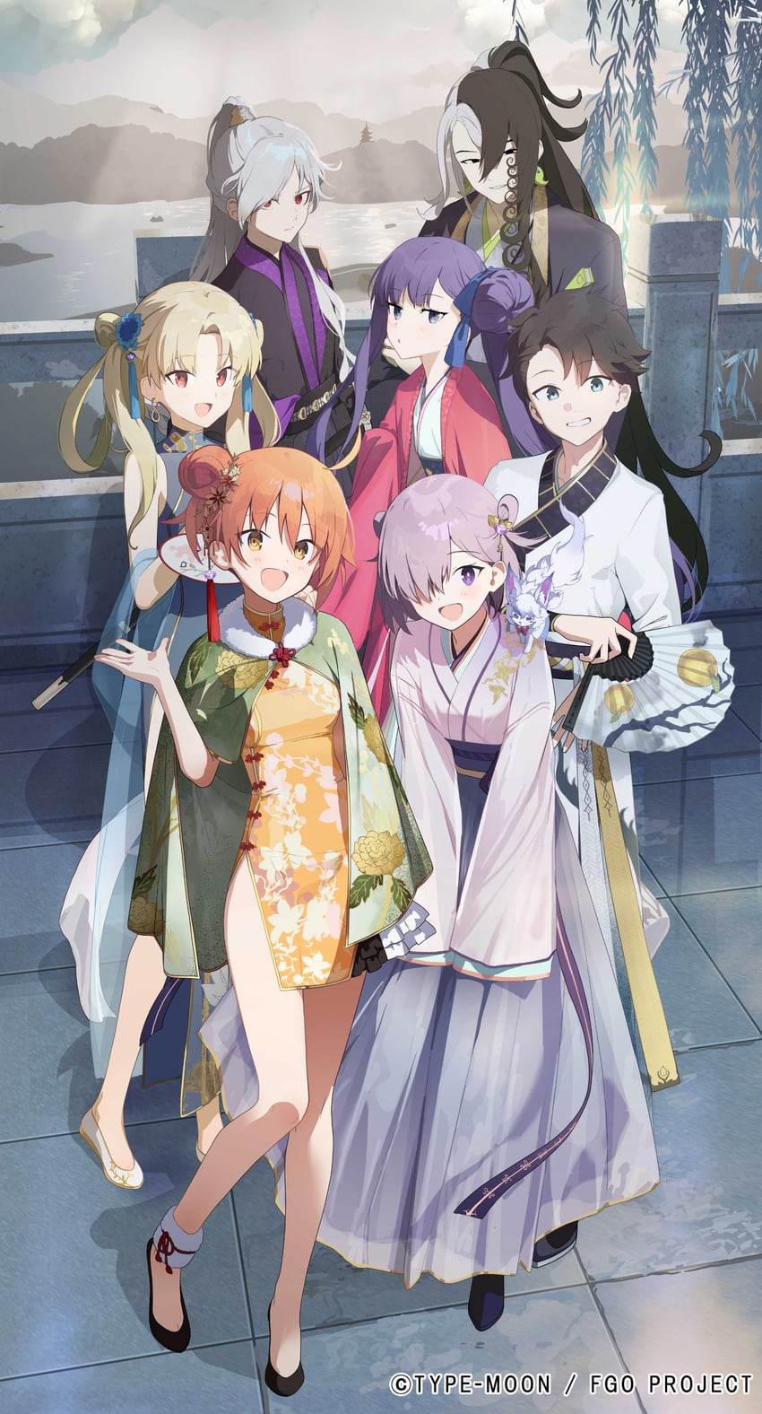 mash kyrielight, fujimaru ritsuka, ereshkigal, meltryllis, fou, and 3 more (fate and 1 more) drawn by akinashi_yuu