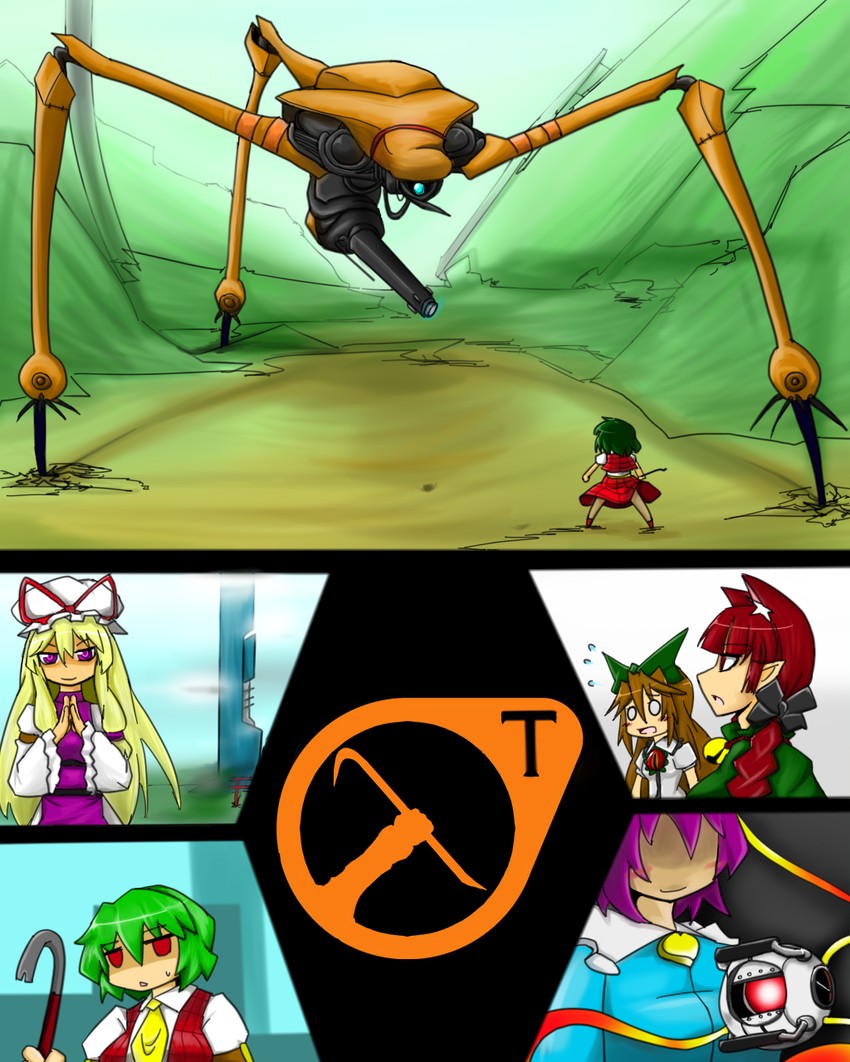 yakumo yukari, komeiji satori, kaenbyou rin, reiuji utsuho, kazami yuuka, and 3 more (touhou and 4 more) drawn by bloodycat
