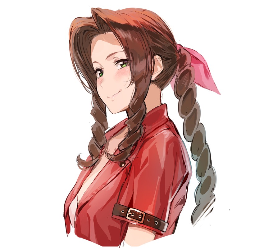 aerith gainsborough (final fantasy and 1 more) drawn by ikuchan_kaoru