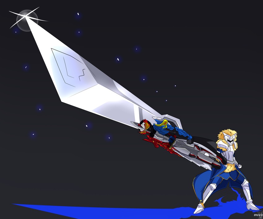 artoria pendragon and kamen rider saber (fate and 4 more) drawn by reiei_8