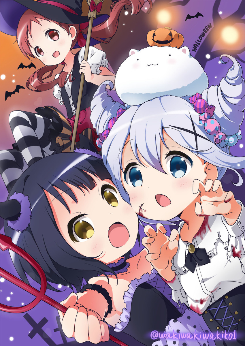 kafuu chino, tippy, jouga maya, and natsu megumi (gochuumon wa usagi desu ka?) drawn by neki_(wakiko)
