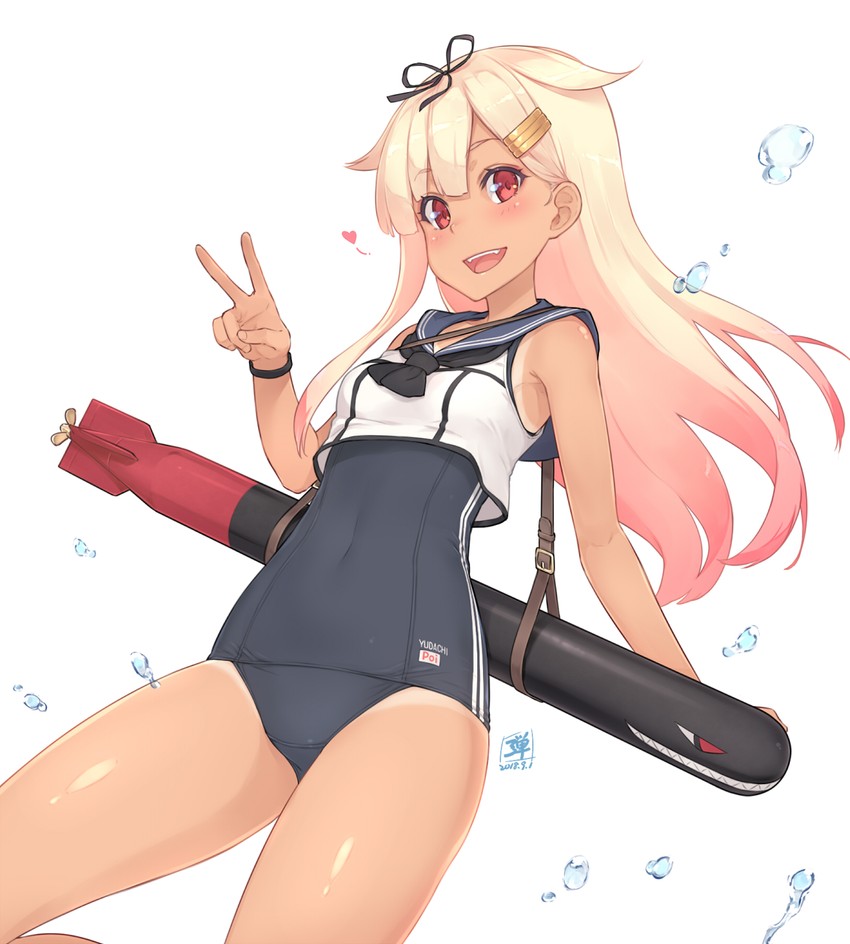 yuudachi, yuudachi kai ni, and ro-500 (kantai collection) drawn by dan_(kumadan)