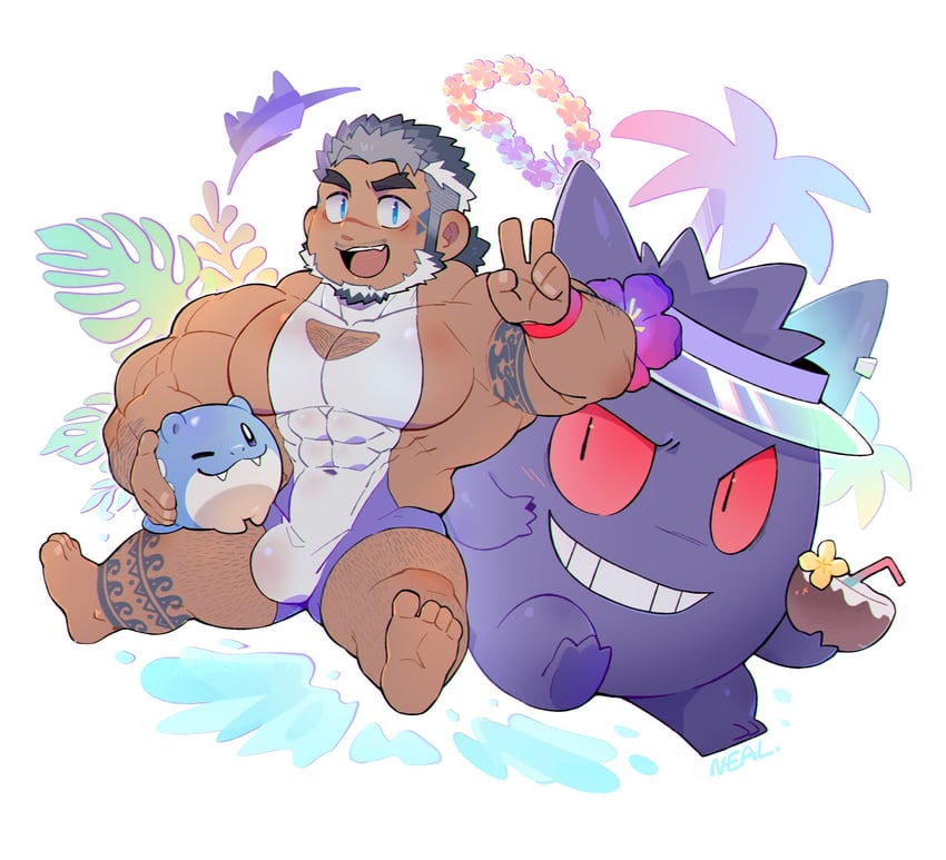 gengar, spheal, and kaito navigator (pokemon and 1 more) drawn by neal56001