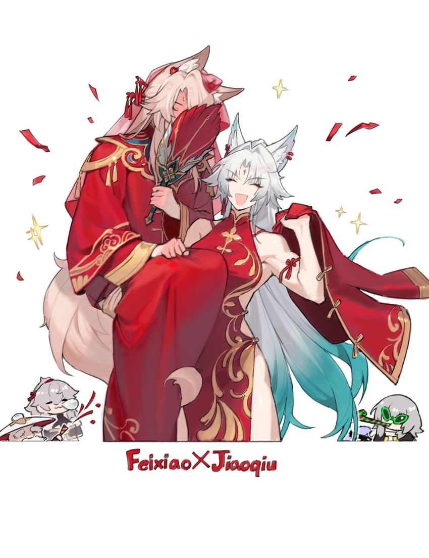 trailblazer, stelle, feixiao, jing yuan, jiaoqiu, and 2 more (honkai and 1 more) drawn by saber_beam