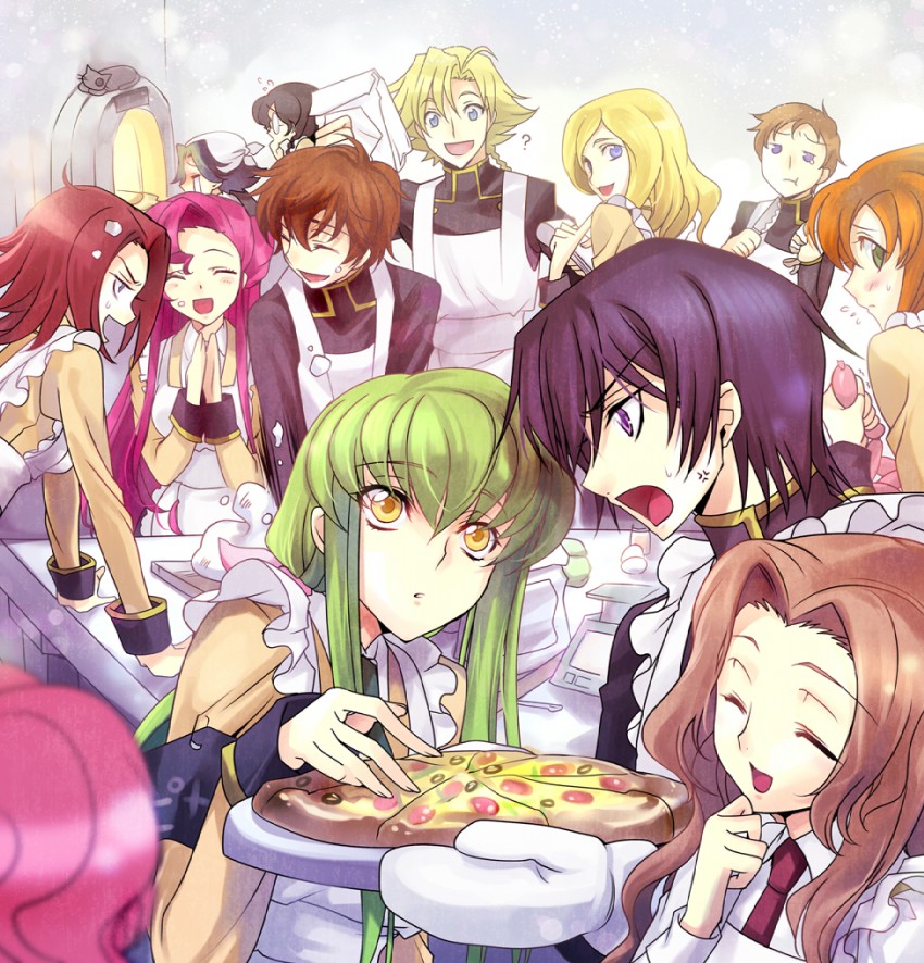 c.c., lelouch vi britannia, kouzuki kallen, kururugi suzaku, nunnally vi britannia, and 9 more (code geass) drawn by creayus