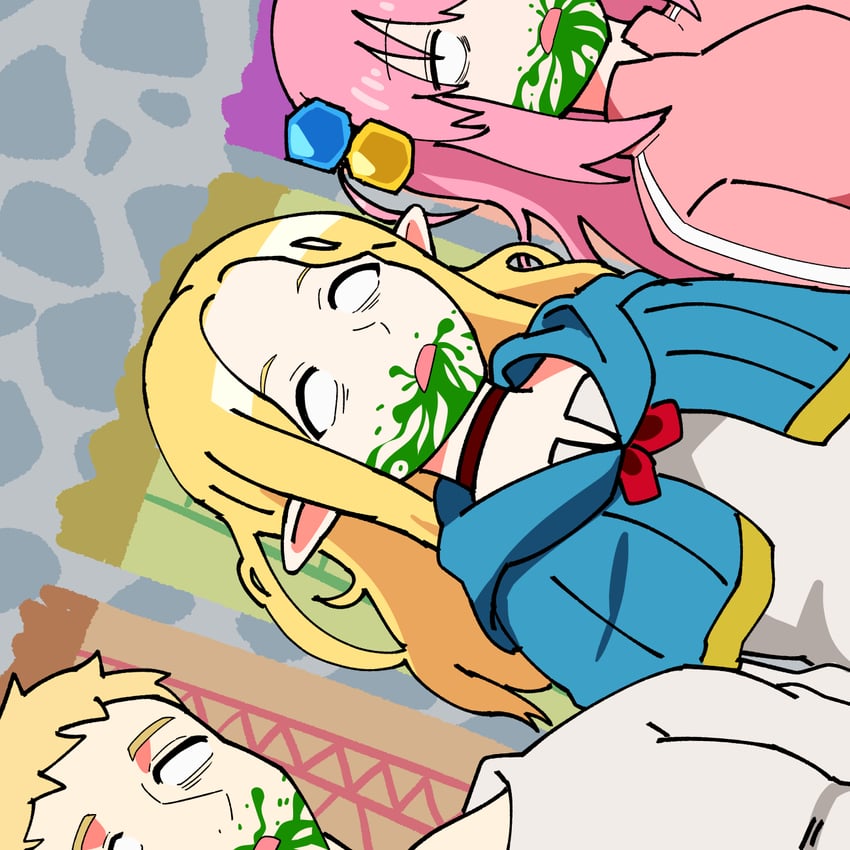 gotoh hitori, marcille donato, and laios touden (bocchi the rock! and 1 more) drawn by joyoekaki