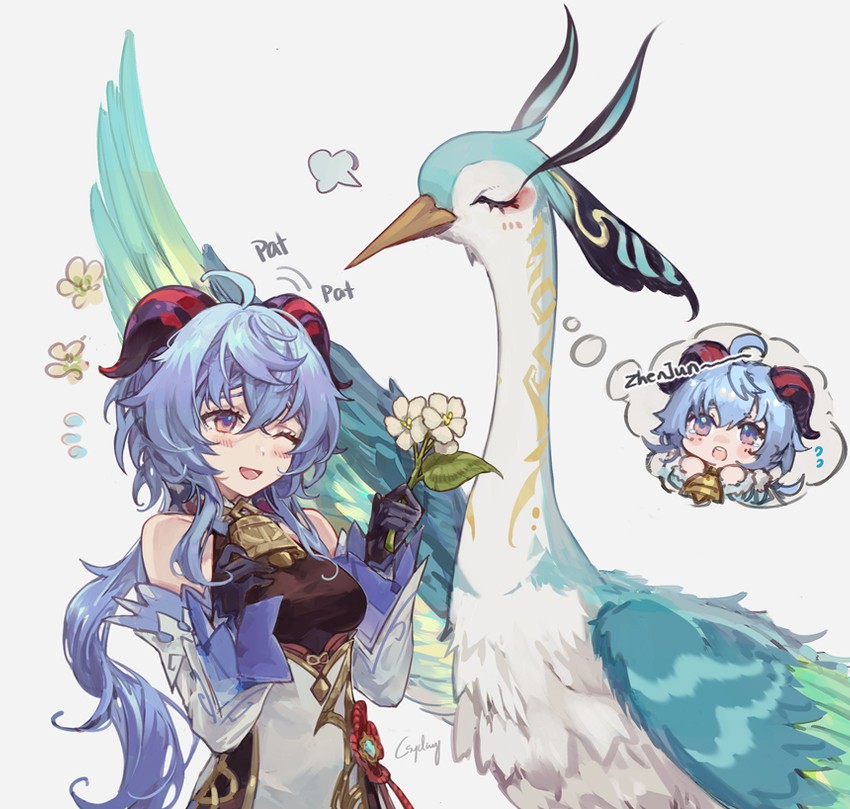 ganyu, xianyun, and cloud retainer (genshin impact) drawn by csyday