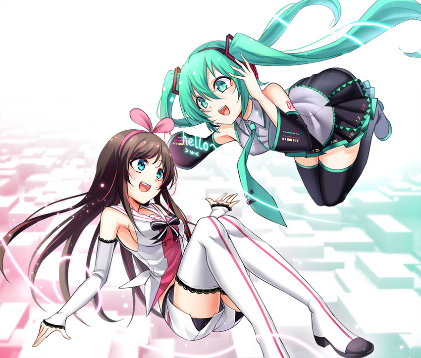 hatsune miku and kizuna ai (vocaloid and 1 more) drawn by koissa