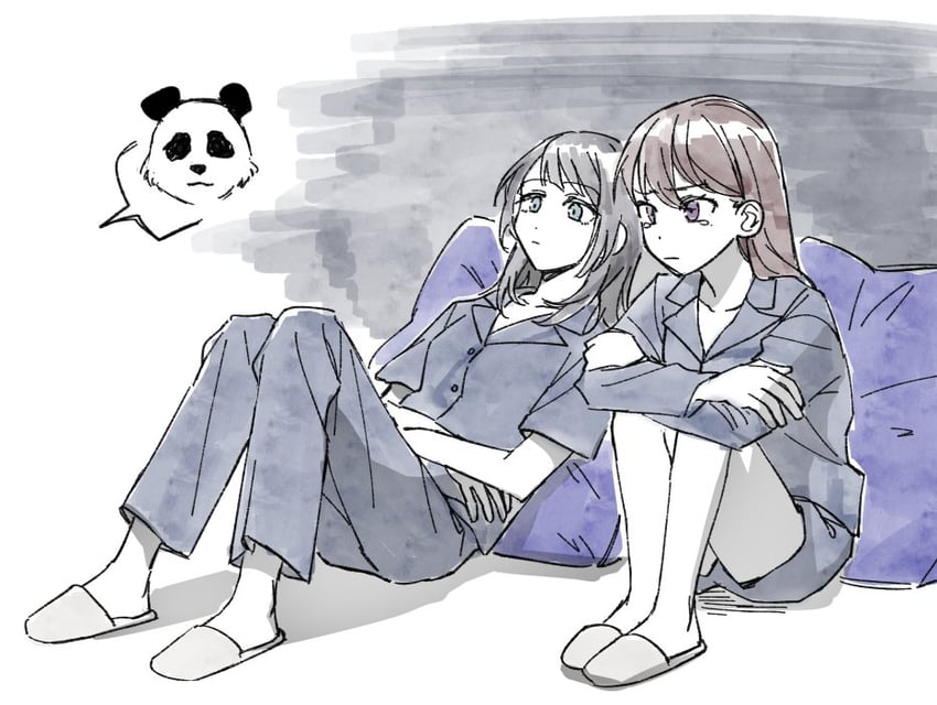 shiina taki and yahata umiri (bang dream! and 1 more) drawn by akni