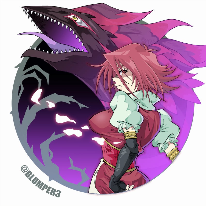 izayoi aki and black rose dragon (yu-gi-oh! and 1 more) drawn by blumper3