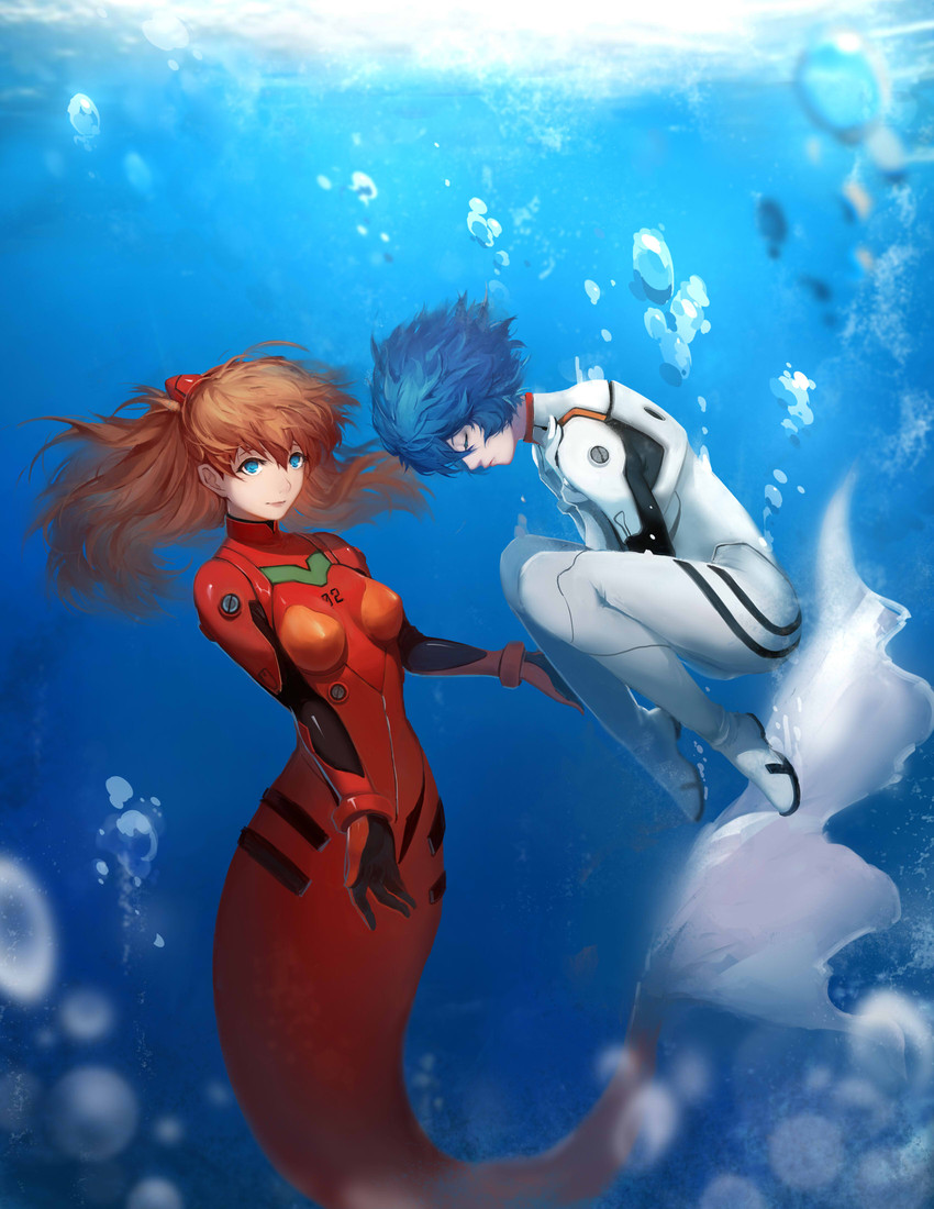 souryuu asuka langley and ayanami rei (neon genesis evangelion and 1 more) drawn by sola7764