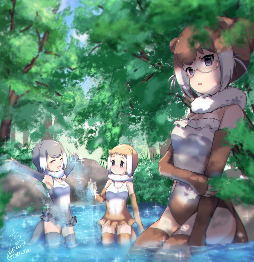 small-clawed otter, japanese otter, and eurasian otter (kemono friends) drawn by tatsuno_newo