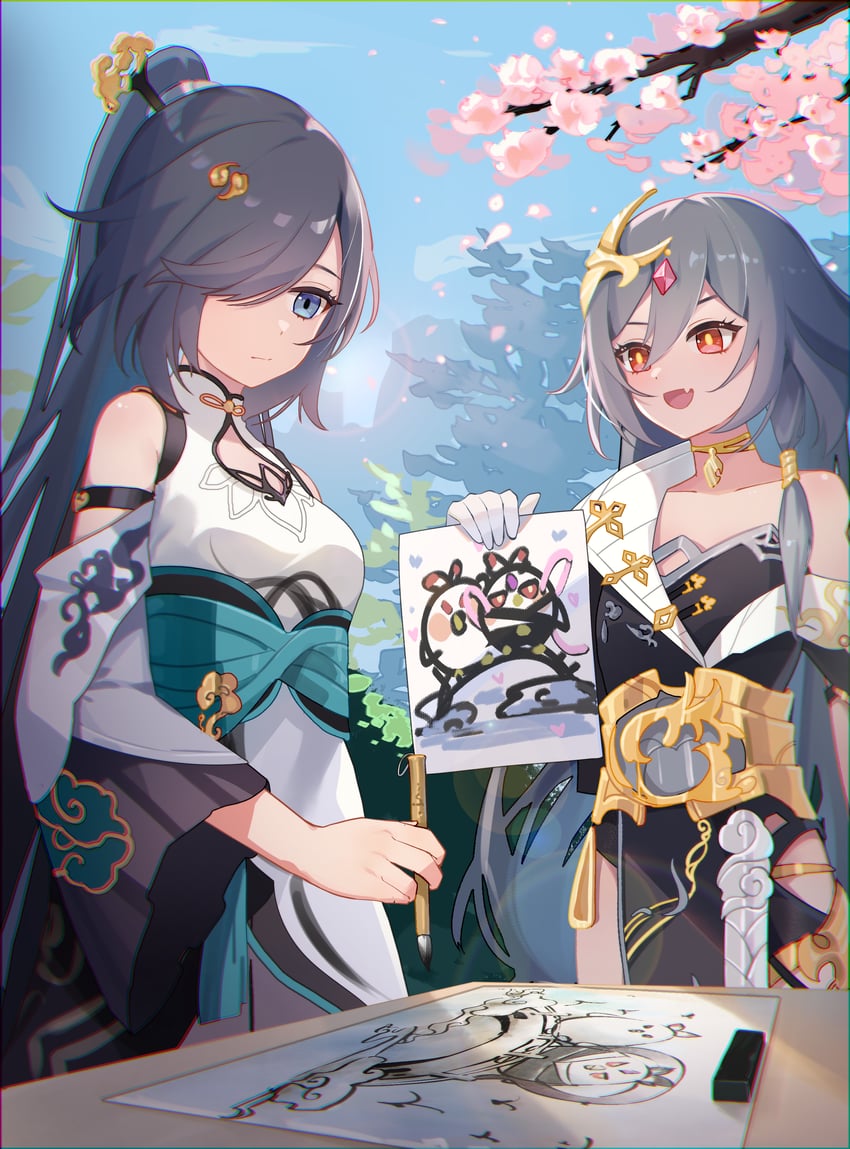 fu hua, herrscher of sentience, and jingwei (honkai and 1 more) drawn by huang_tie_lin