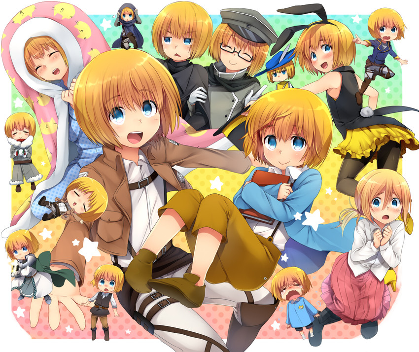 krista lenz, armin arlert, usamin, and historiamin (shingeki no kyojin) drawn by marimo_danshaku