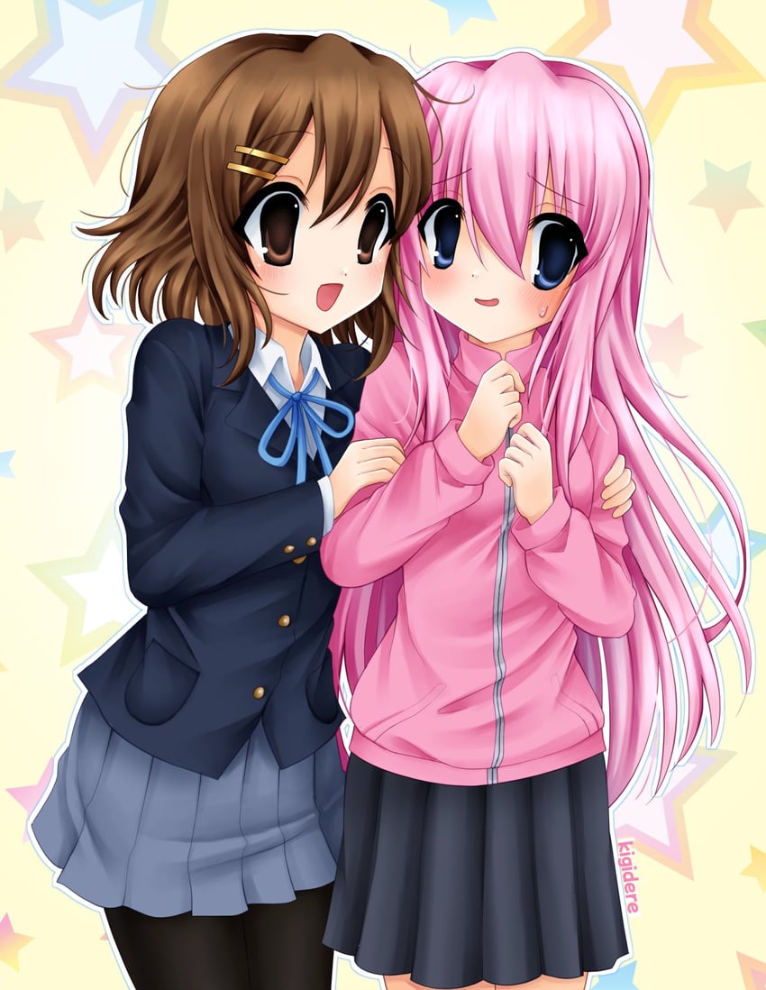 gotoh hitori and hirasawa yui (k-on! and 1 more) drawn by kigidere