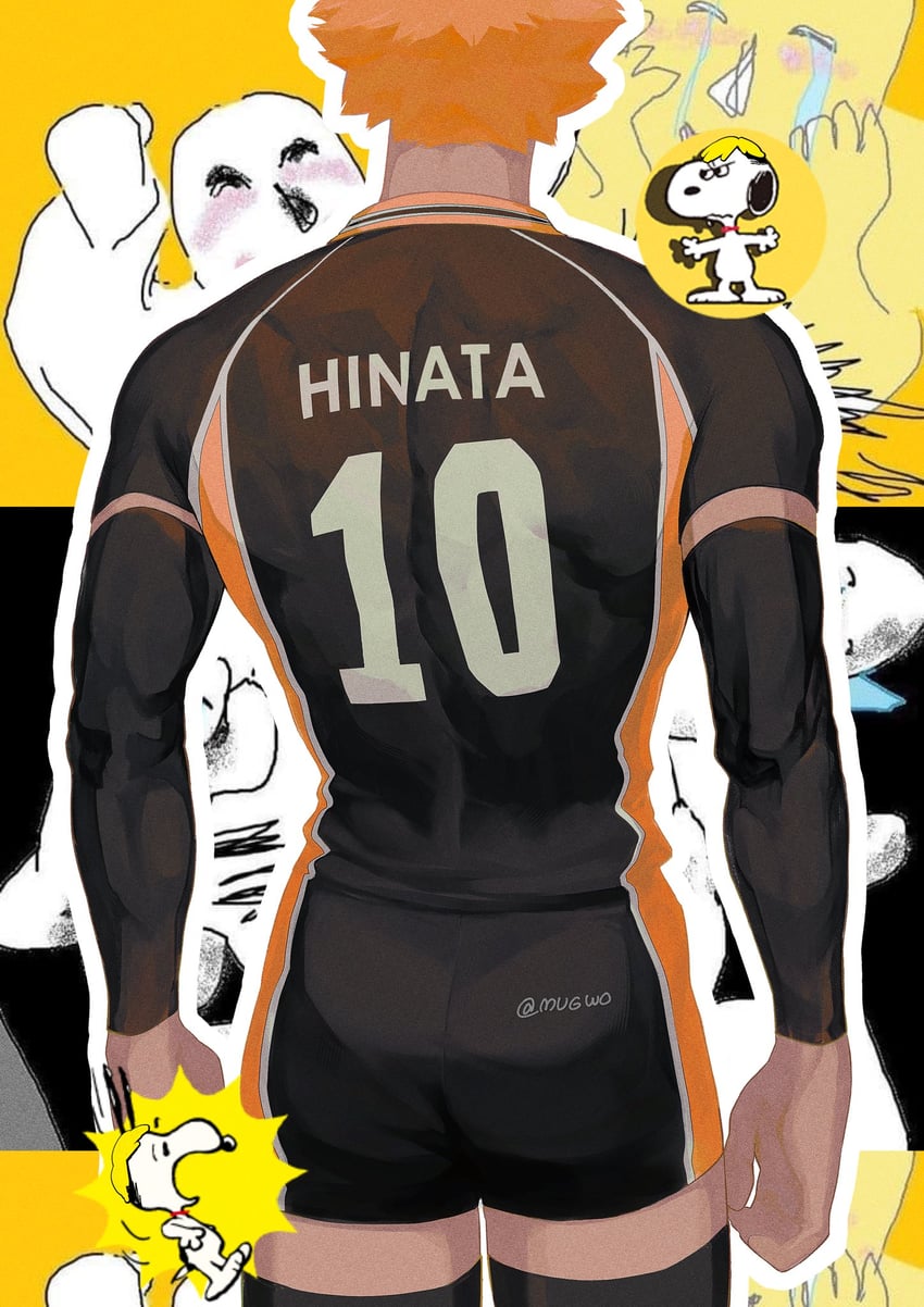 hinata shouyou, snoopy, and miya atsumu (haikyuu!! and 1 more) drawn by mugwo6666