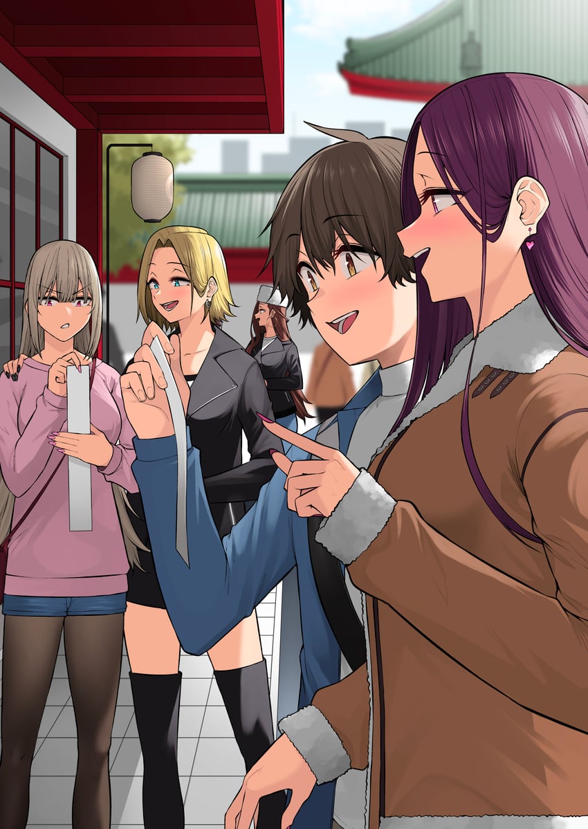 imaizumi, sasaki yukina, kurumizaka ruri, hamazaki reina, and hamazaki risa (imaizumin-chi wa douyara gal no tamariba ni natteru rashii) drawn by nori_gorou