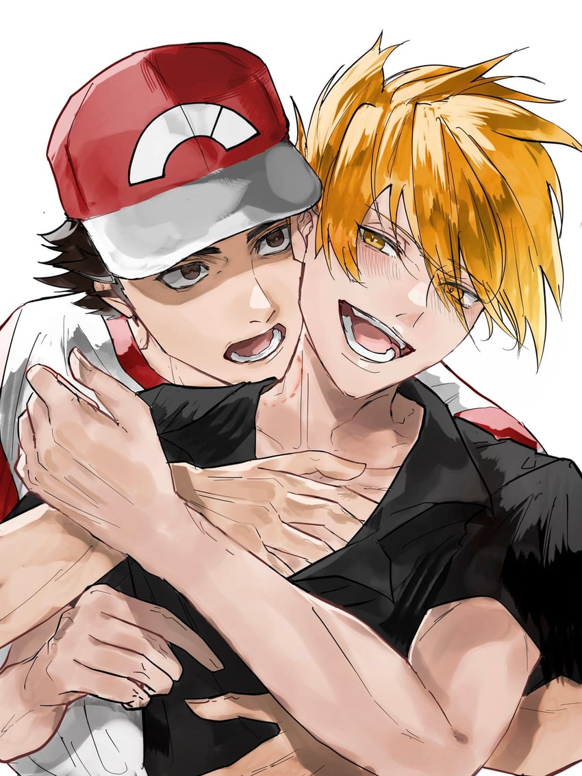 red and blue oak (pokemon and 1 more) drawn by sinm_i