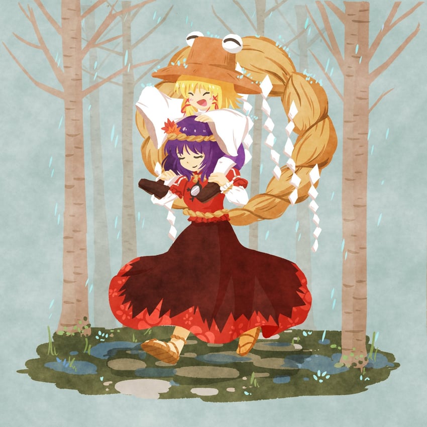 moriya suwako and yasaka kanako (touhou) drawn by oysterfried