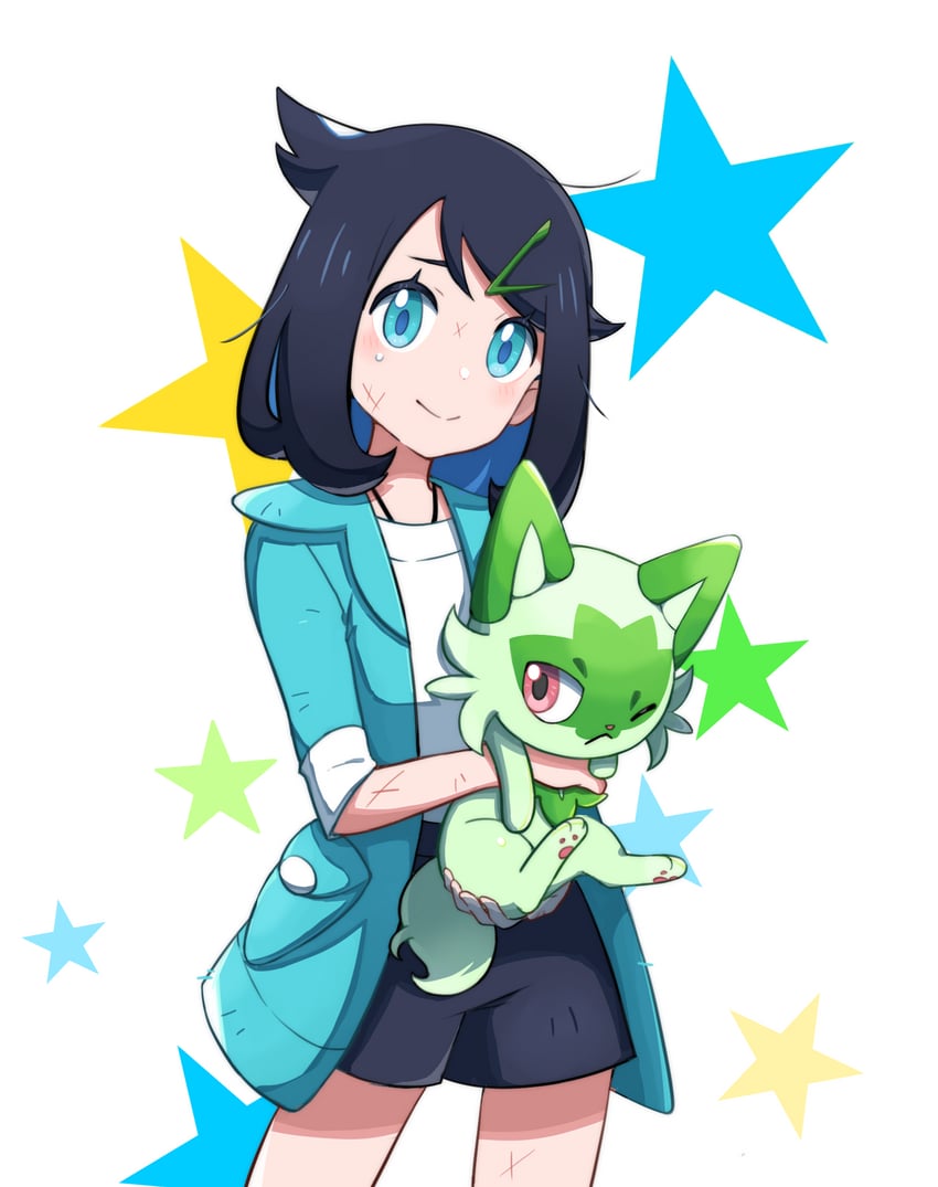 sprigatito and liko (pokemon and 1 more) drawn by yibuzhai