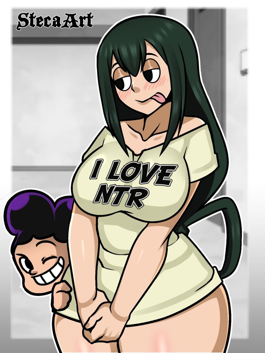 asui tsuyu and mineta minoru (boku no hero academia) drawn by steca
