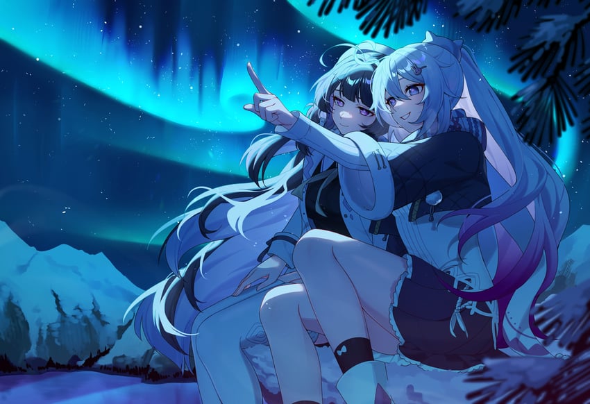 kiana kaslana and raiden mei (honkai and 1 more) drawn by lexingrakukouu