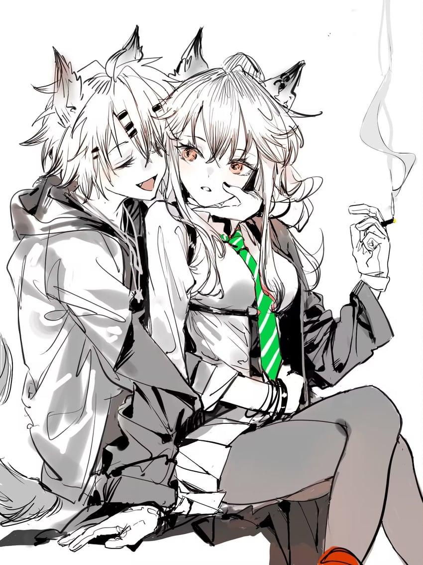 texas and lappland (arknights and 1 more) drawn by jiu_yang
