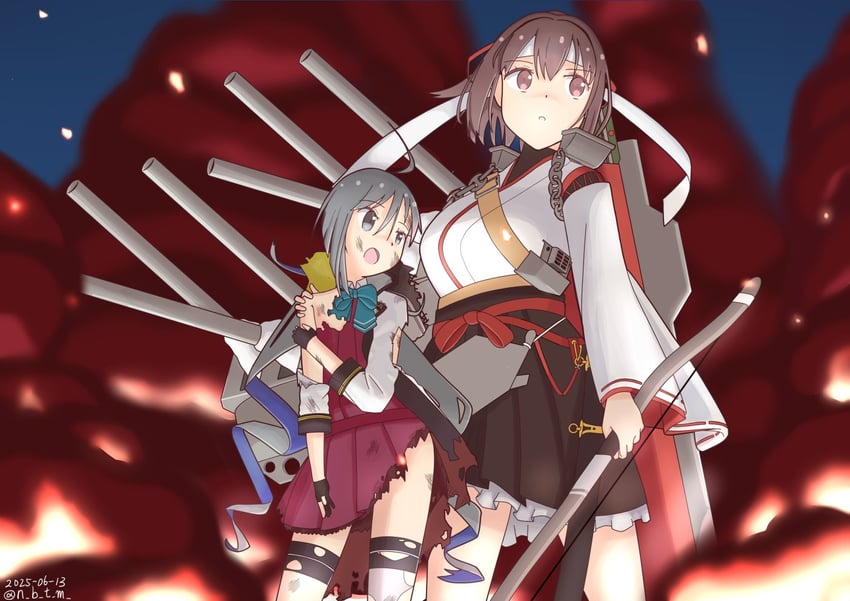 kiyoshimo, ise, ise kai ni, and kiyoshimo kai ni (kantai collection) drawn by nabetomo