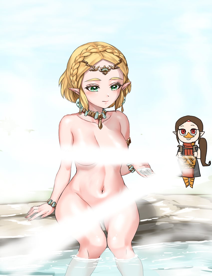 princess zelda and medli (the legend of zelda and 2 more) drawn by wasabi_(legemd)