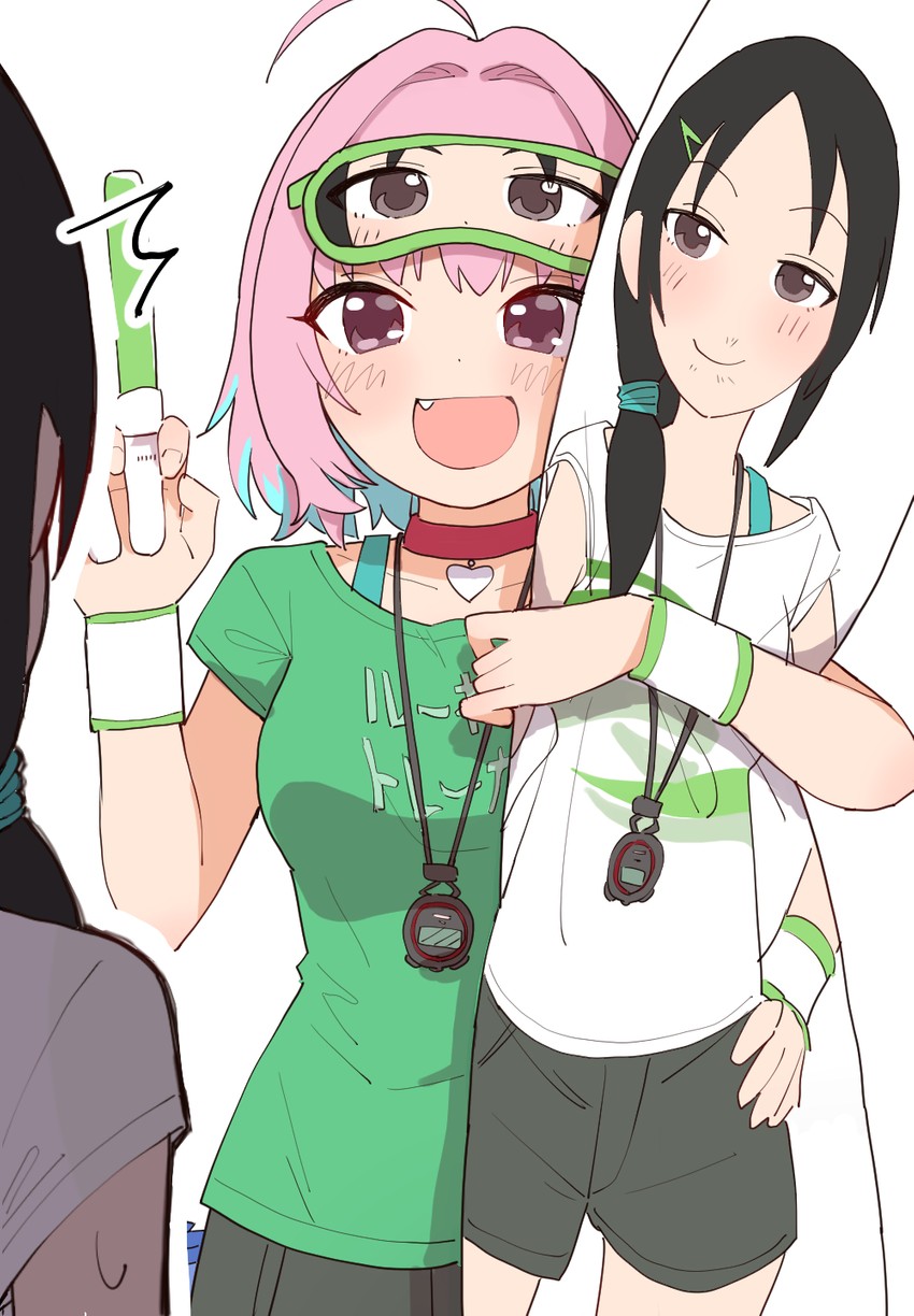 yumemi riamu, trainer, and aoki kei (idolmaster and 1 more) drawn by kamo_(kamonabe_44)