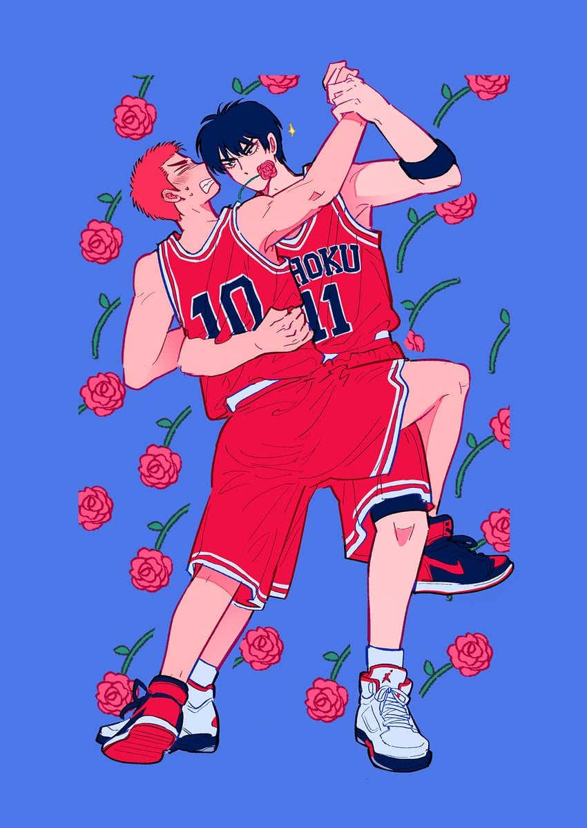 sakuragi hanamichi and rukawa kaede (slam dunk) drawn by heduel