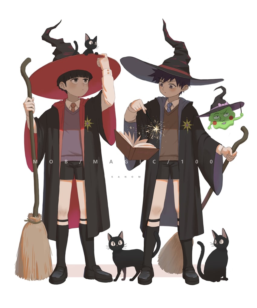 kageyama shigeo, ekubo, and kageyama ritsu (mob psycho 100) drawn by luye_yuan