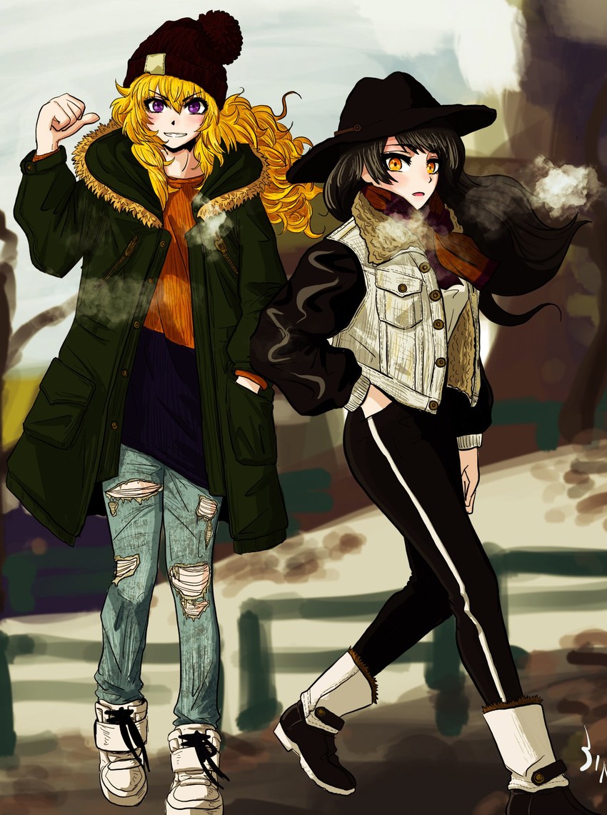 yang xiao long and blake belladonna (rwby) drawn by nibeoka_shin'yasu