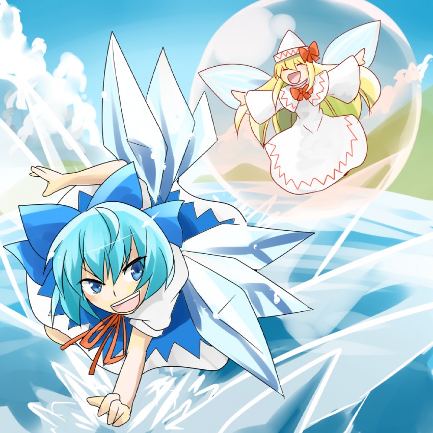 cirno and lily white (touhou and 1 more) drawn by pakuchii