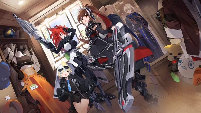 estelle, irem, adriana rivera, and camilo (black survival and 1 more) drawn by sankyaku_tako