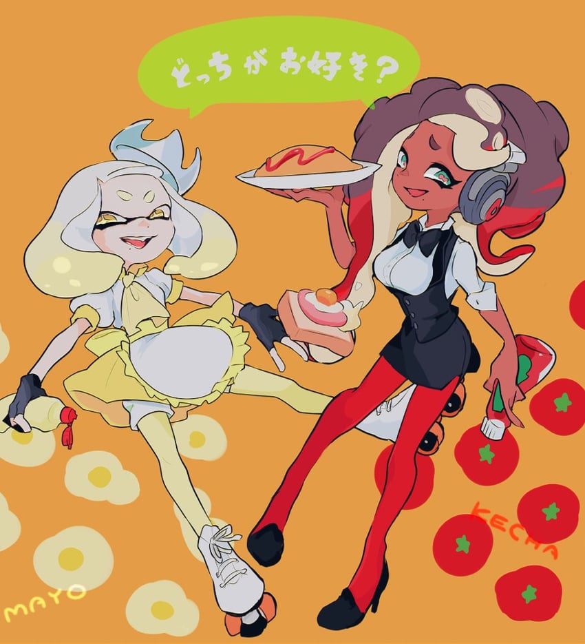 marina and pearl (splatoon and 1 more) drawn by imaikuy0