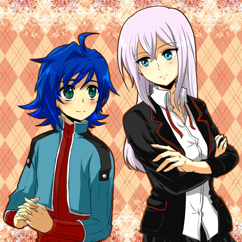 sendou aichi and tokura misaki (cardfight!! vanguard) drawn by chiyama