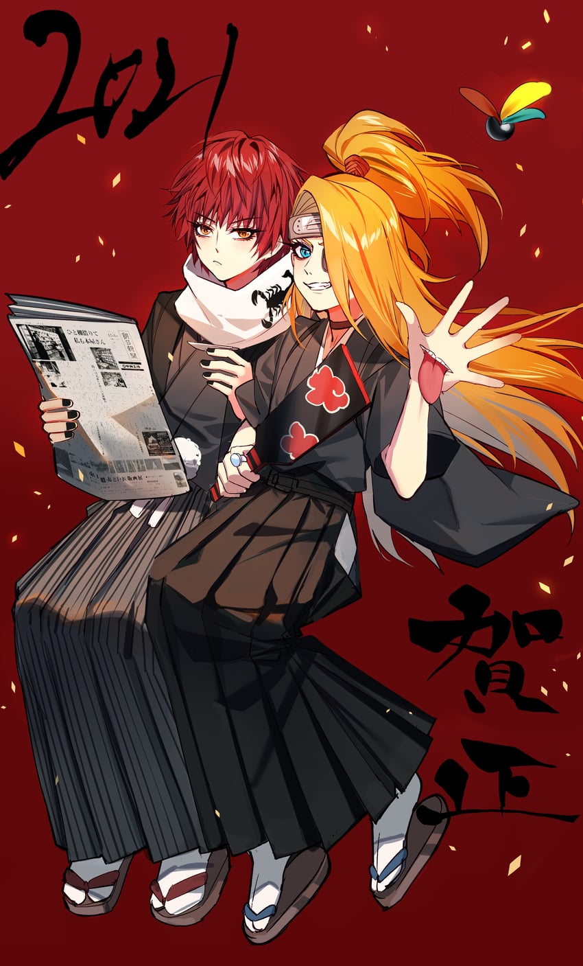 deidara and sasori (naruto and 1 more) drawn by baocaizi