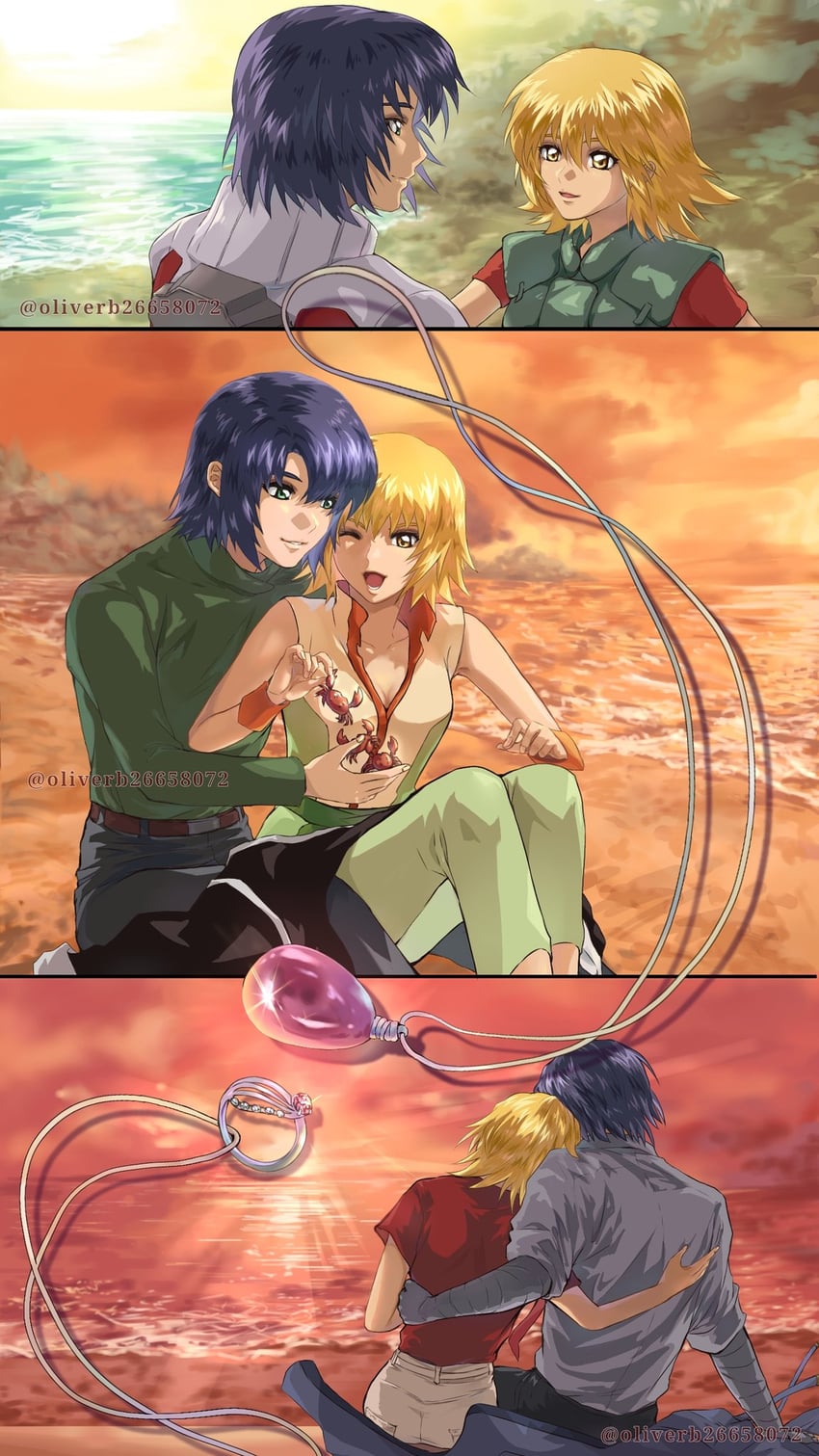 cagalli yula athha and athrun zala (gundam and 3 more) drawn by oliverb26658072