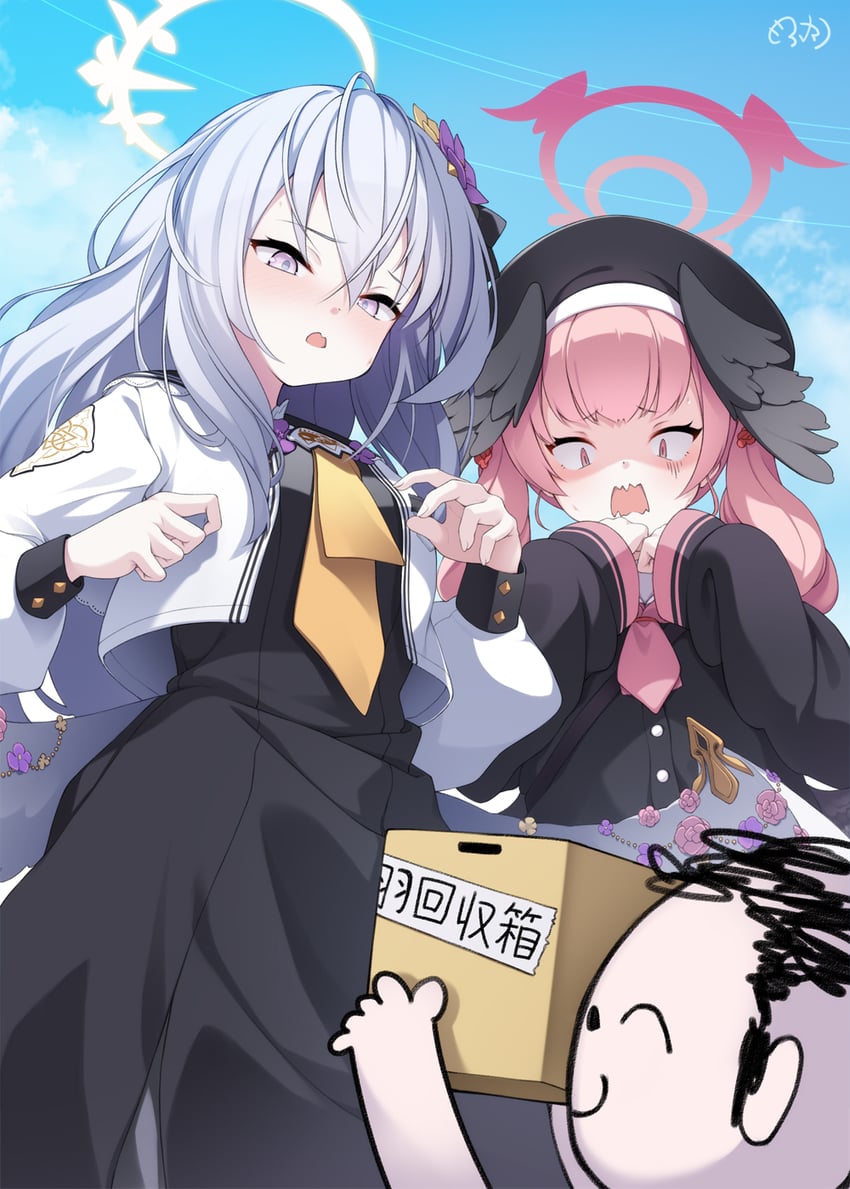 sensei, doodle sensei, koharu, and azusa (blue archive) drawn by mofu_namako