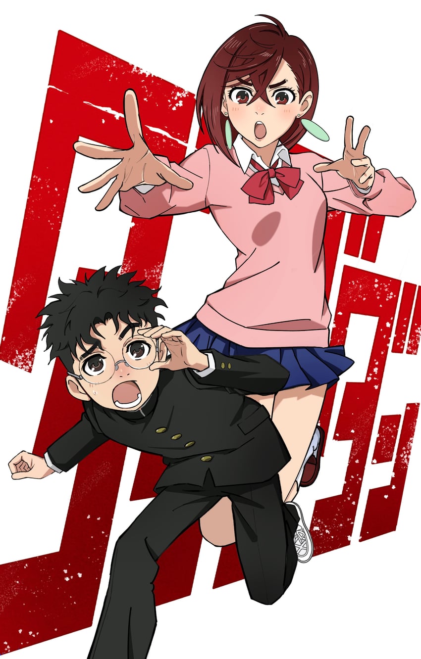 ayase momo and takakura ken (dandadan) drawn by vivid_(key)