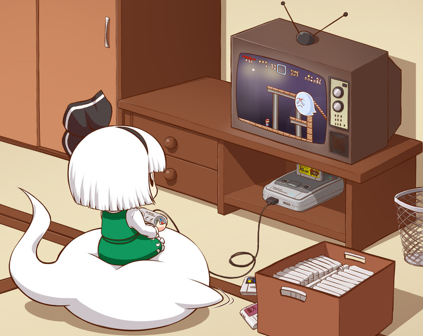 konpaku youmu, mario, and boo (touhou and 4 more) drawn by mazume