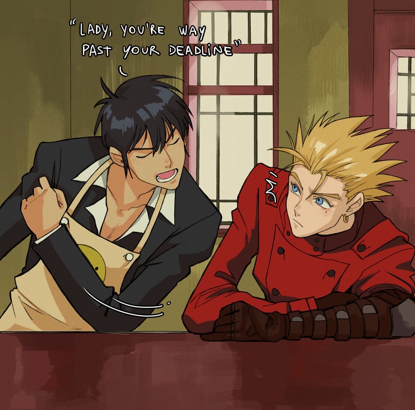 vash the stampede and nicholas d. wolfwood (trigun) drawn by florbetriz
