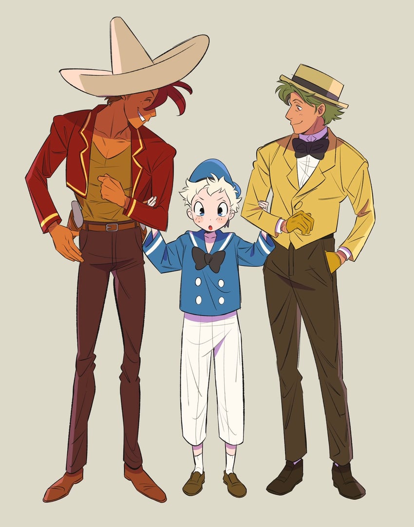 donald duck, panchito pistoles, and jose carioca (mickey mouse & friends and 1 more) drawn by uochandayo
