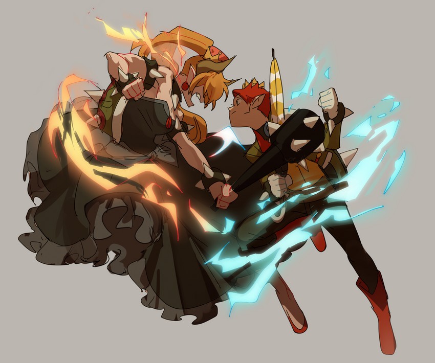 bowsette and lord peach (mario and 1 more) drawn by kendy_(revolocities)