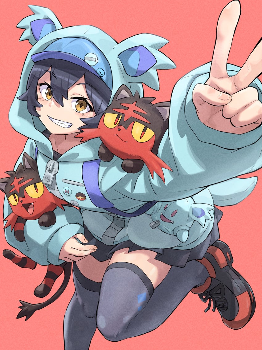 litten, nidothing, and nyabiko (pokemon and 1 more) drawn by itsudzumi