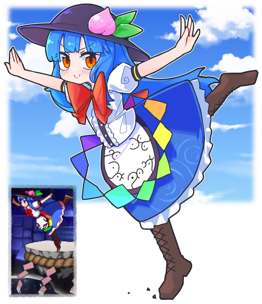 hinanawi tenshi (touhou and 1 more) drawn by wrevhy