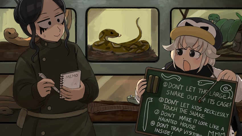 penguin keeper and snake keeper (zookeepers) drawn by diva_(hyxpk)