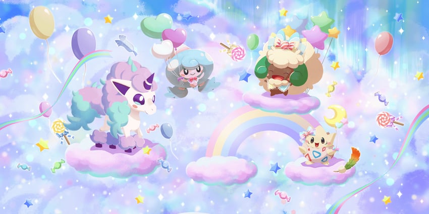 togepi, whimsicott, galarian ponyta, and hattrem (pokemon and 1 more)
