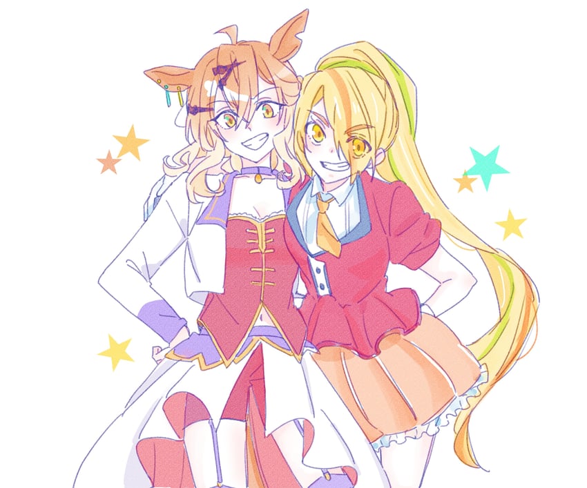 jungle pocket and nikaidou saki (umamusume and 2 more) drawn by seila_rei